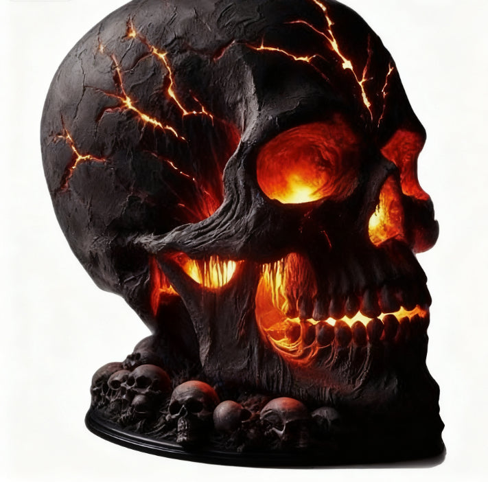 Lava Stone Skull Lamp — Low LED Glow — view 4