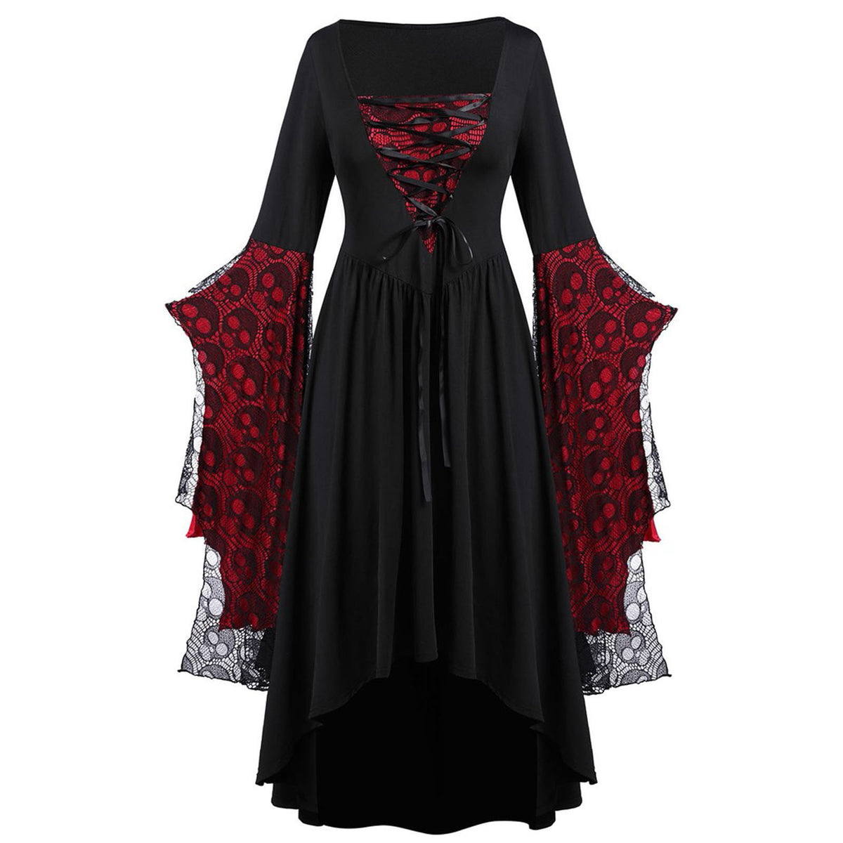 Lace Strap Dress — Asymmetric Square Neck — view 6