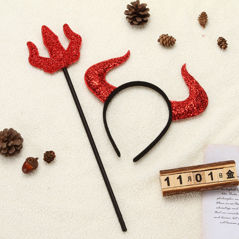 Devil Horn Headband & Fork Set — 2 Pieces