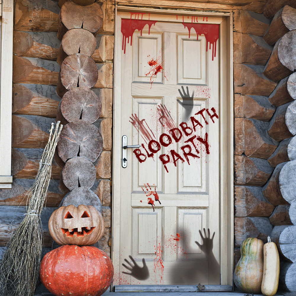 Halloween Horror Wall Stickers — Devil & Bloody Handprints
