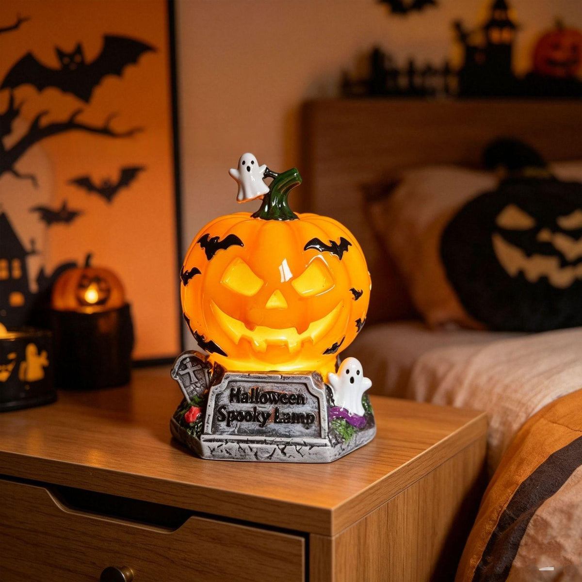 Resin Pumpkin Night Light — USB, Retro Style — view 3