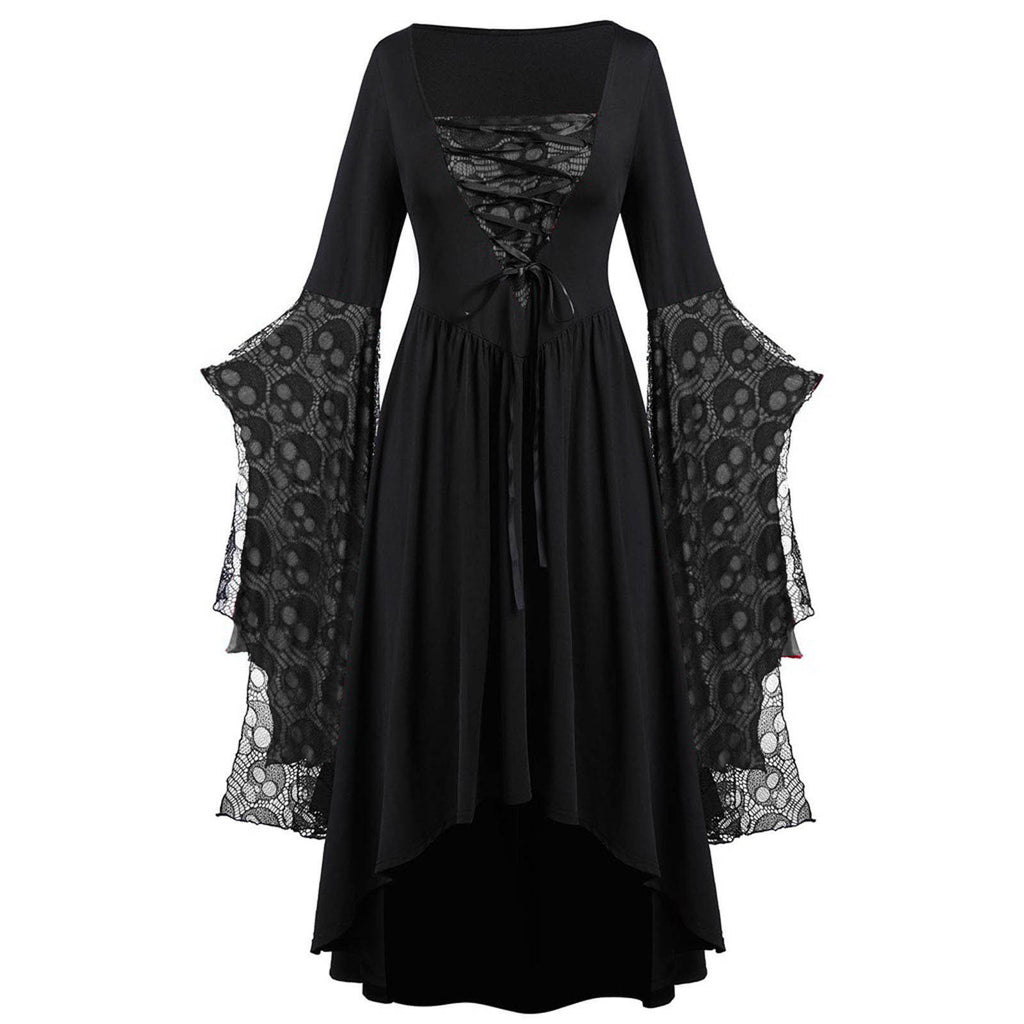 Robe à bretelles dentelle — Col carré asymétrique — vue 5