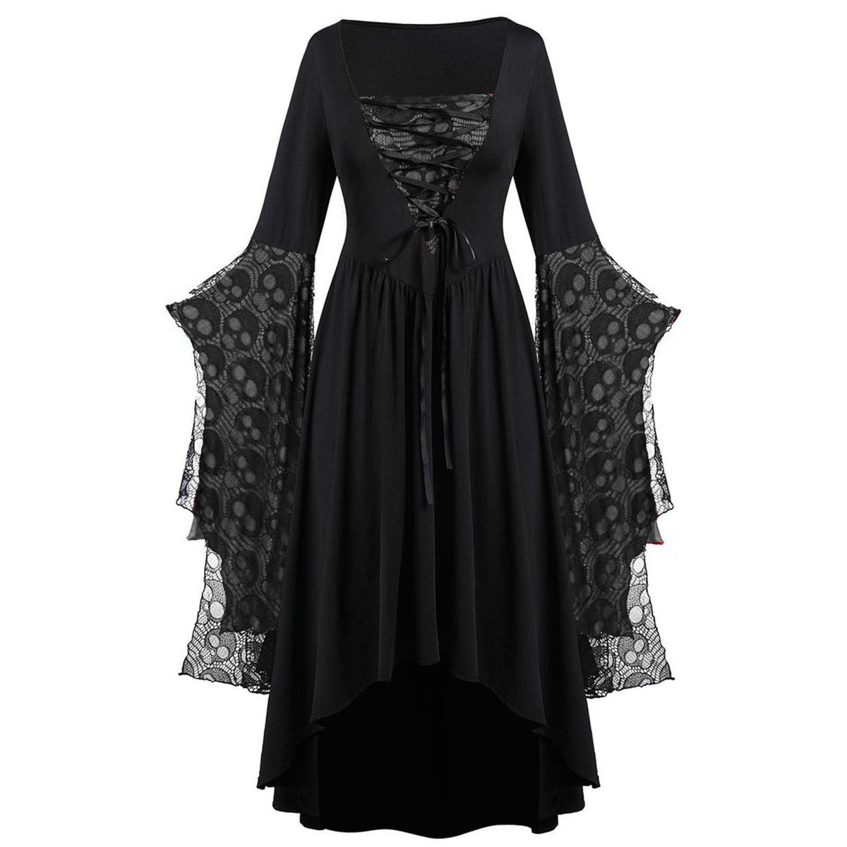 Lace Strap Dress — Asymmetric Square Neck — view 5