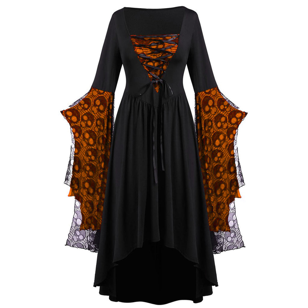Robe à bretelles dentelle — Col carré asymétrique — vue 3
