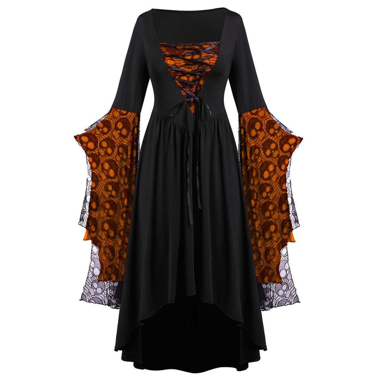 Lace Strap Dress — Asymmetric Square Neck — view 3