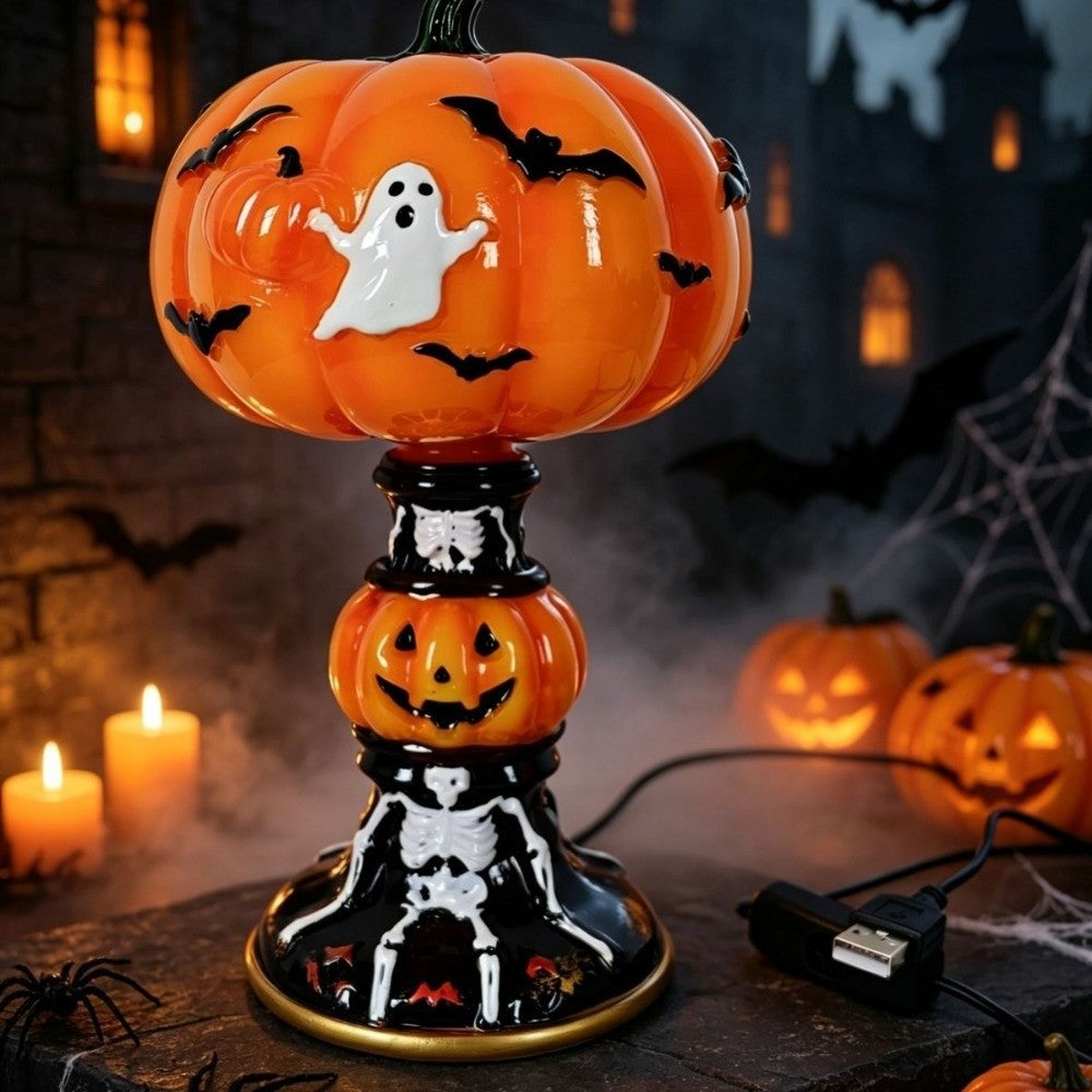 Resin Pumpkin Night Light — USB, Retro Style — view 1