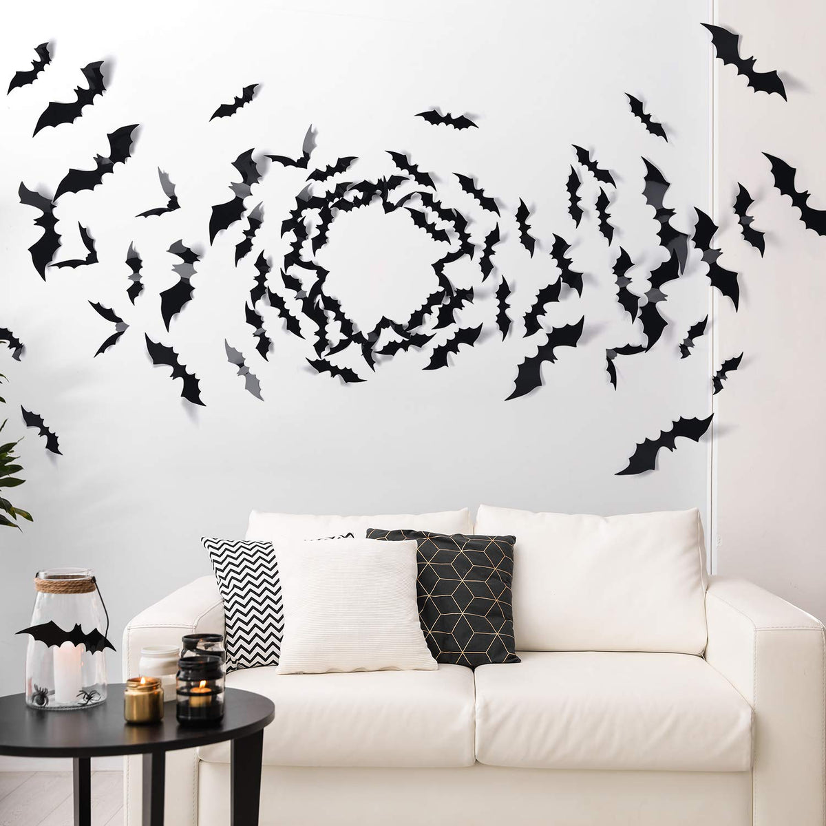 Halloween Bat Stickers — Pack of 60, Four Sizes