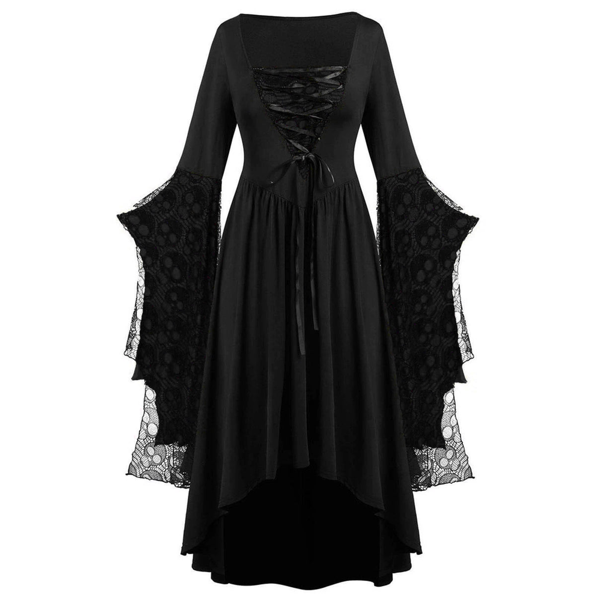 Lace Strap Dress — Asymmetric Square Neck — view 8