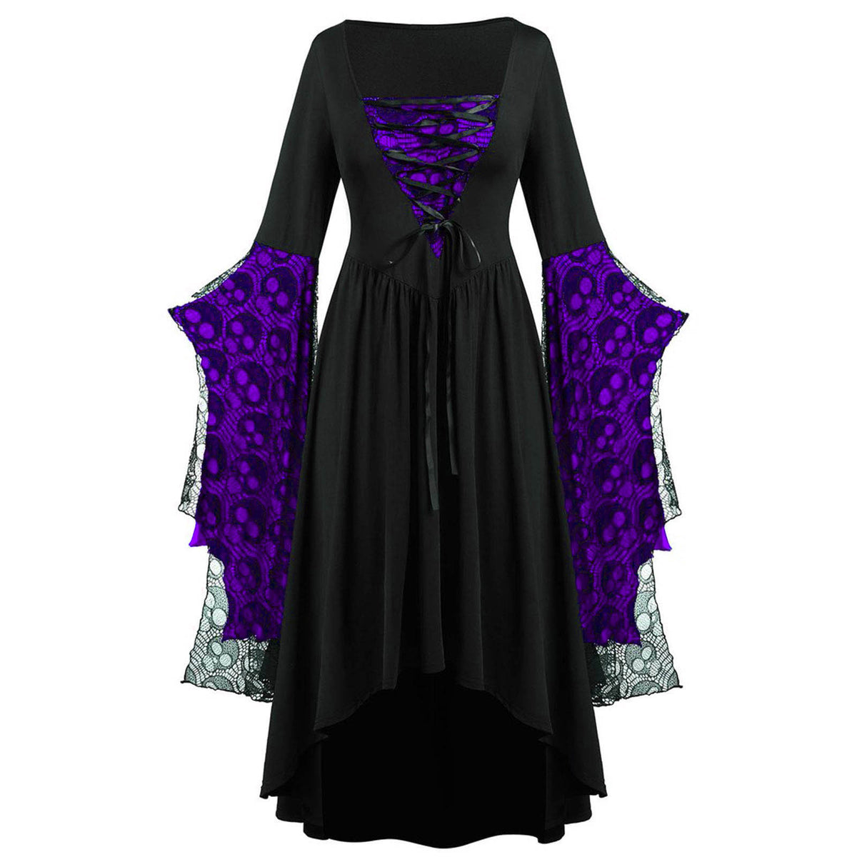Lace Strap Dress — Asymmetric Square Neck — view 4