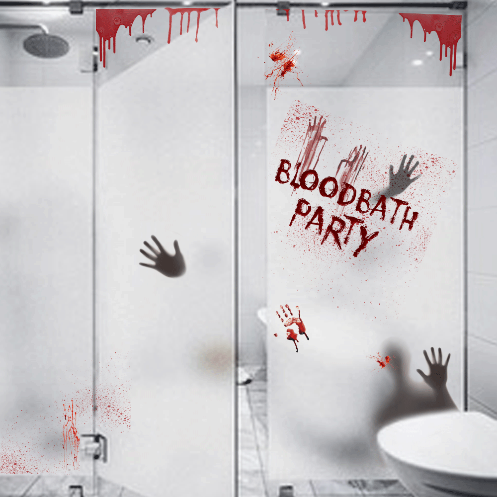 Halloween Horror Wall Stickers — Devil & Bloody Handprints