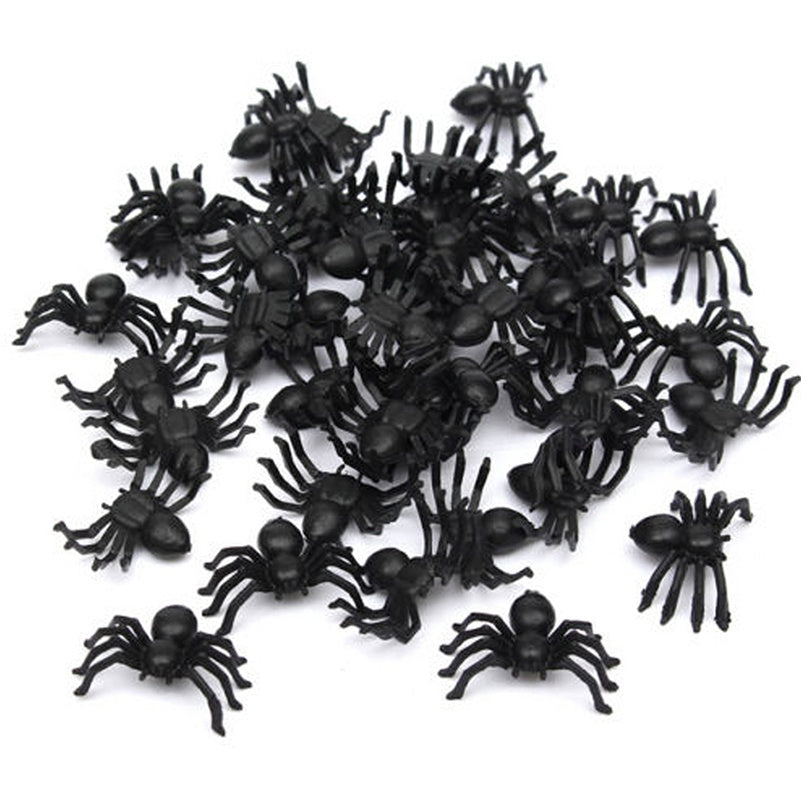Plastic Halloween Spiders — Pack of 50