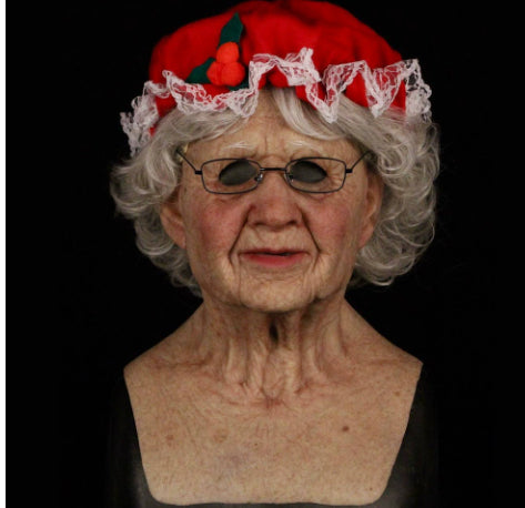 Latex Old Lady Mask — Wig Included — view 19