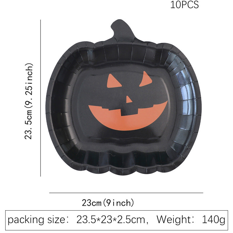 Halloween Paper Plates — Reinforced Card, Pumpkin Print — view 6