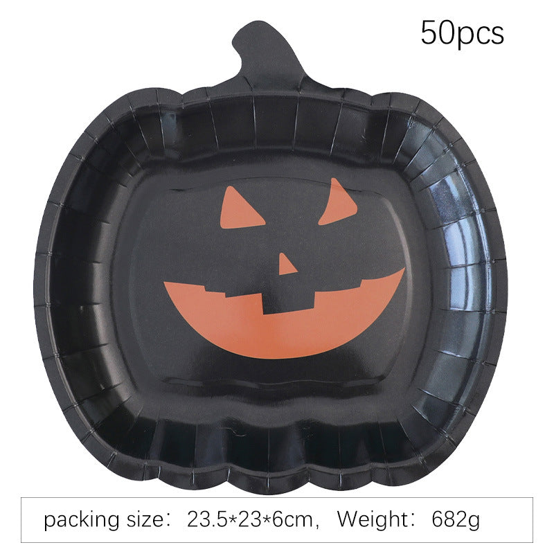 Halloween Paper Plates — Reinforced Card, Pumpkin Print — view 8