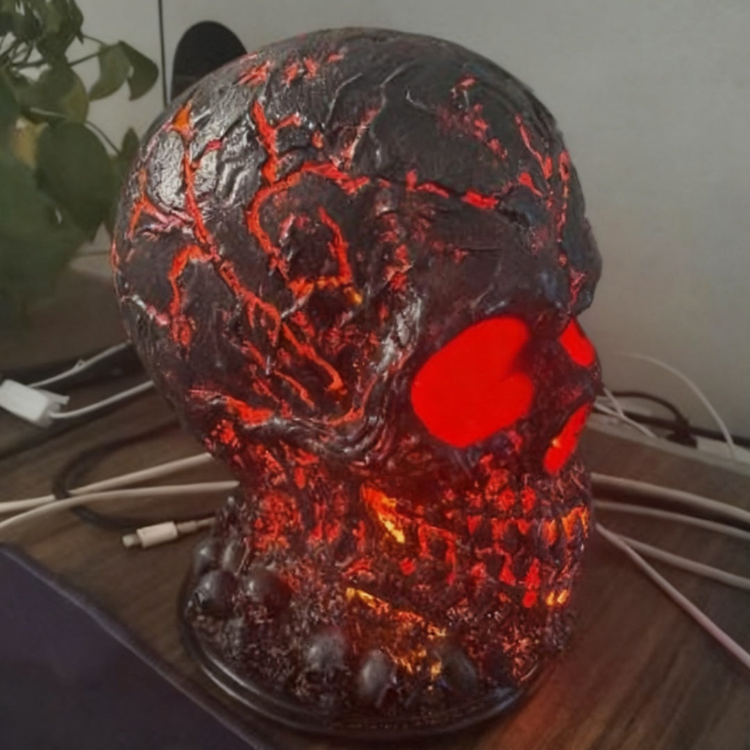 Lava Stone Skull Lamp — Low LED Glow — view 2