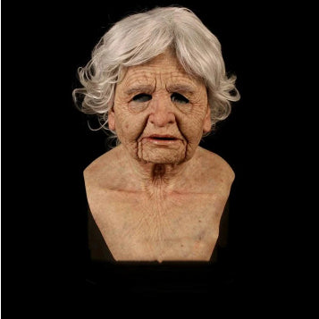 Latex Old Lady Mask — Wig Included — view 16