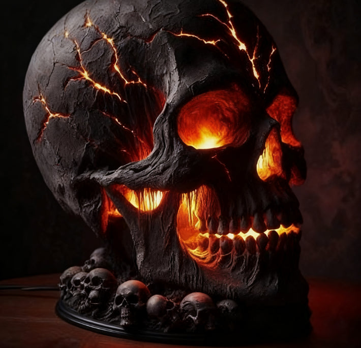 Lava Stone Skull Lamp — Low LED Glow — view 7