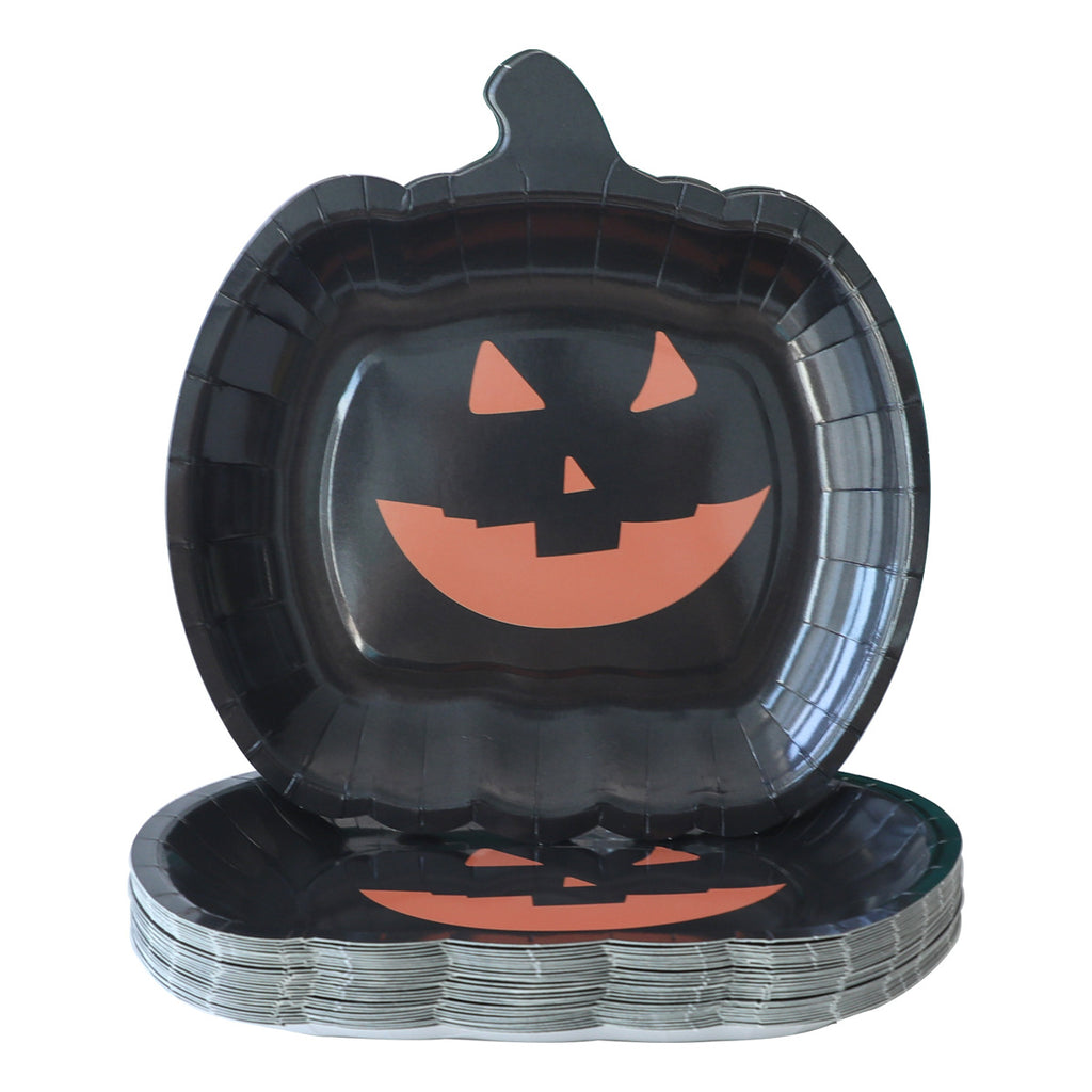Halloween Paper Plates — Reinforced Card, Pumpkin Print — view 5