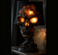 Lampe crâne pierre de lave — LED d'ambiance inquiétante — vue 3