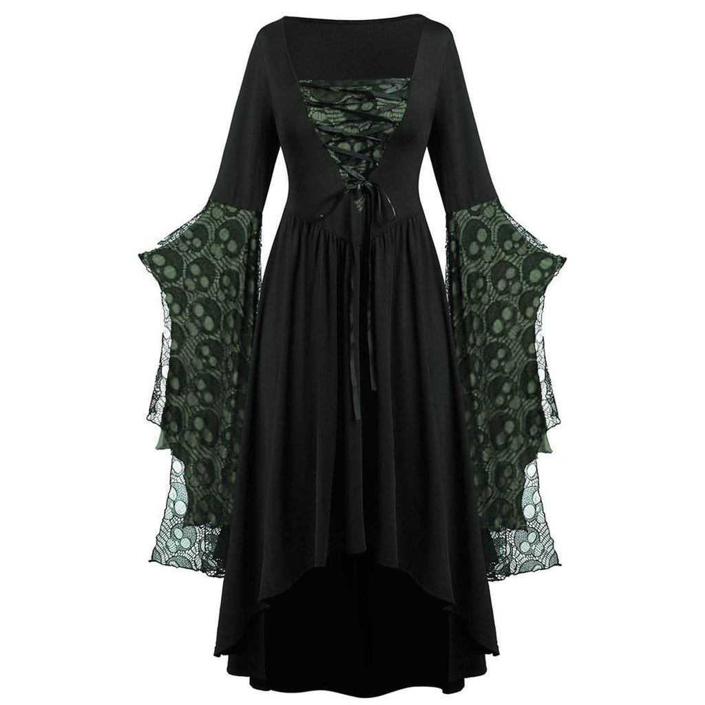 Robe à bretelles dentelle — Col carré asymétrique — vue 7