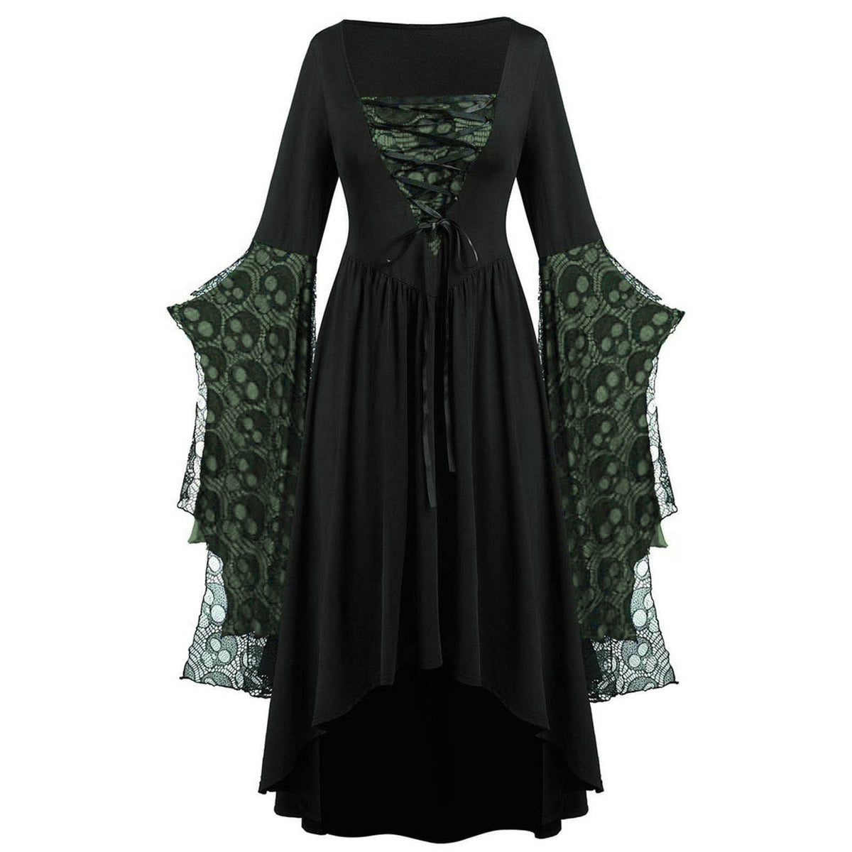 Lace Strap Dress — Asymmetric Square Neck — view 7