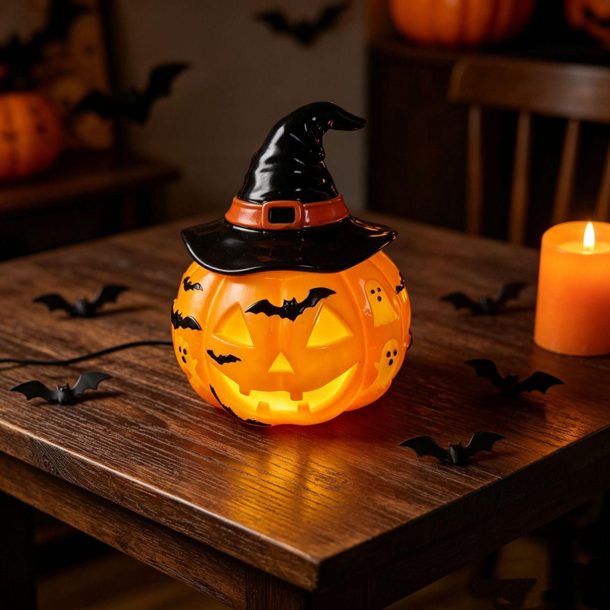 Resin Pumpkin Night Light — USB, Retro Style — view 11