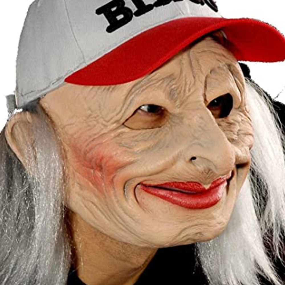 Latex Old Lady Mask — Wig Included — view 6