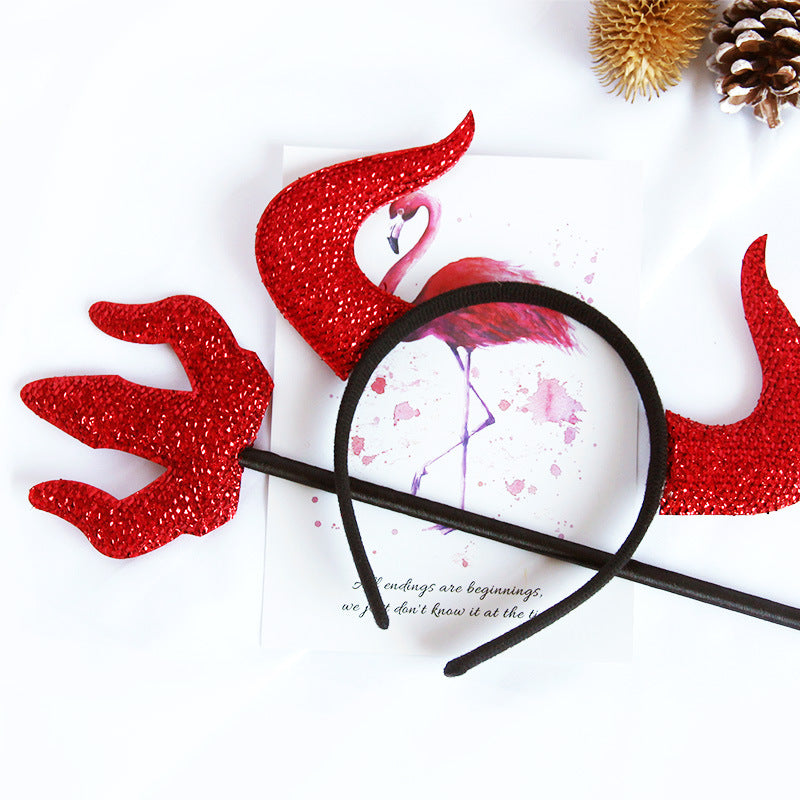 Devil Horn Headband & Fork Set — 2 Pieces