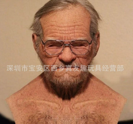 Latex Old Lady Mask — Wig Included