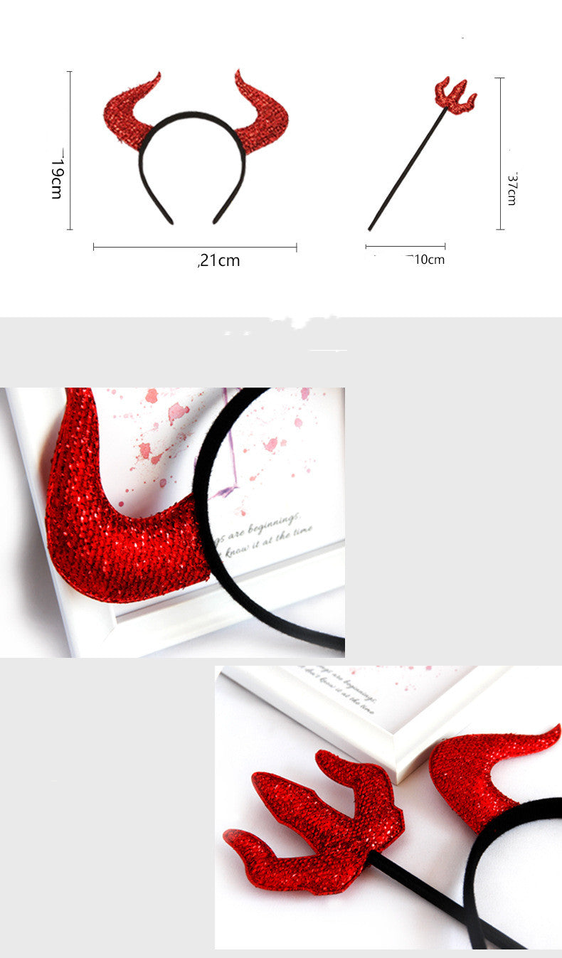 Devil Horn Headband & Fork Set — 2 Pieces