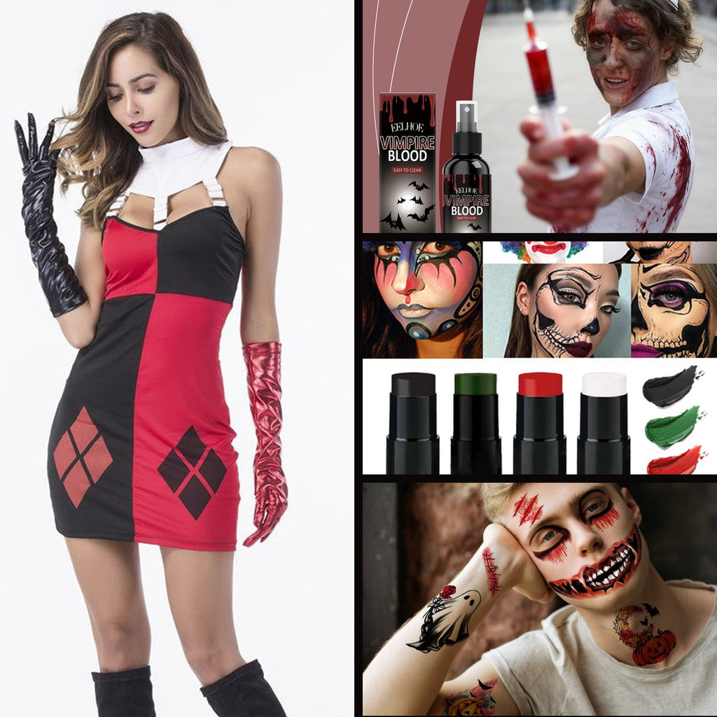 Clown Bundle — Adult · Costume, Makeup, Scars — les 4 pièces du lot