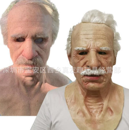Latex Old Lady Mask — Wig Included