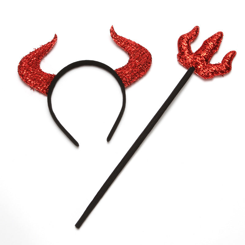 Devil Horn Headband & Fork Set — 2 Pieces