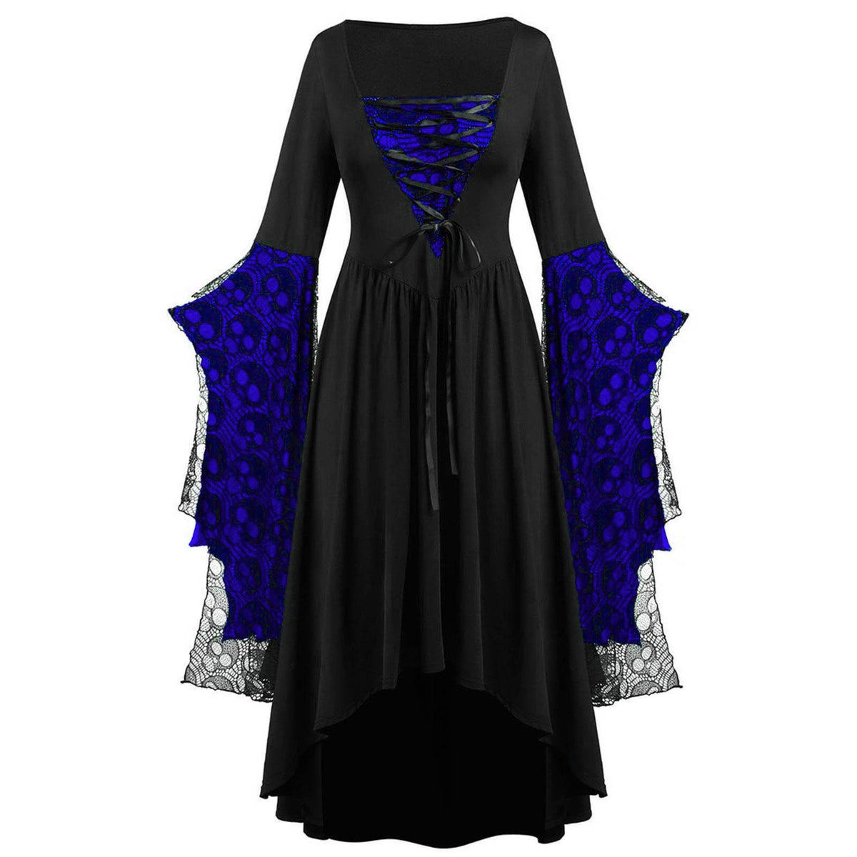 Lace Strap Dress — Asymmetric Square Neck — view 9