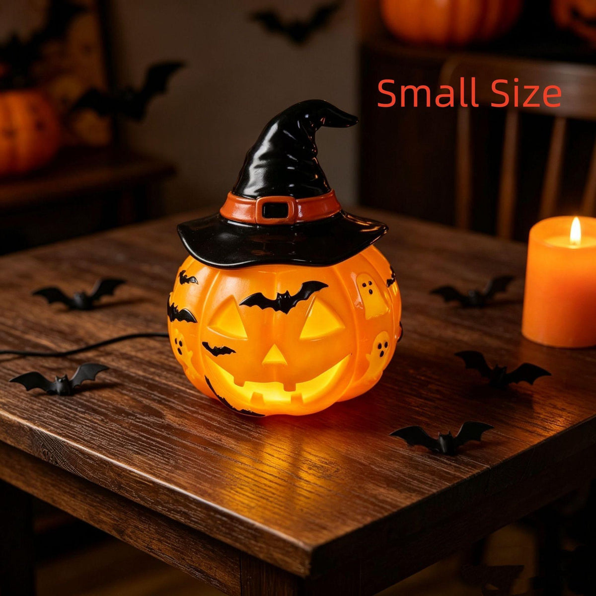 Resin Pumpkin Night Light — USB, Retro Style — view 8
