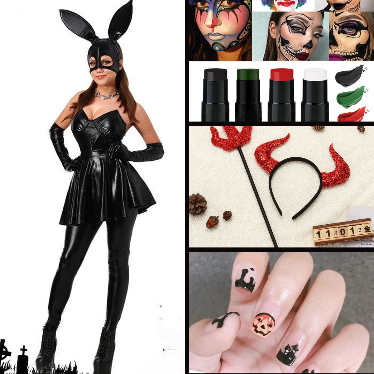 She-Devil Bundle — Women · Costume, Horns, Nails — les 4 pièces du lot