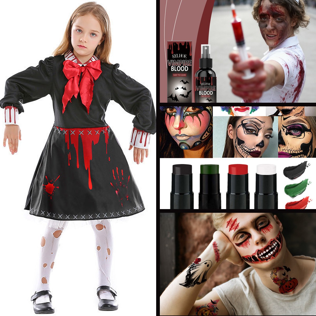 Zombie Bundle — Women · Costume, Makeup, Blood — les 4 pièces du lot